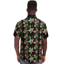 Load image into Gallery viewer, Black Men's Short Sleeve Button Down Shirts - Star Flowers