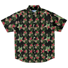Load image into Gallery viewer, Black Men's Short Sleeve Button Down Shirts - Star Flowers