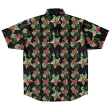 Load image into Gallery viewer, Black Men's Short Sleeve Button Down Shirts - Star Flowers