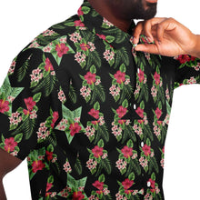 Load image into Gallery viewer, Black Men's Short Sleeve Button Down Shirts - Star Flowers
