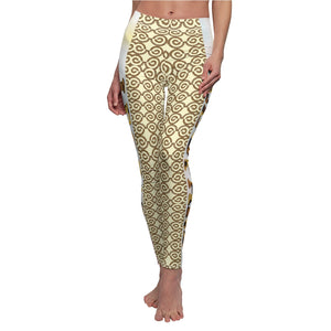 Spiral Cream & Brown Women's Casual Leggings With Leopard's custom at 20% discount